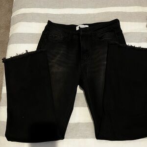 Black Frayed Hem Jeans